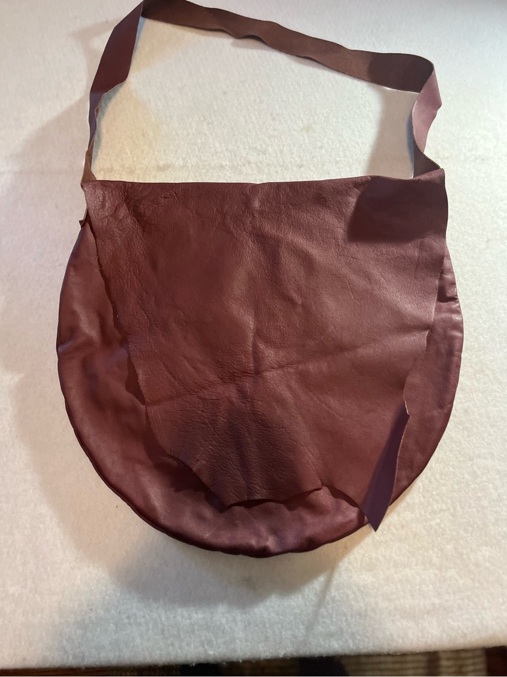 Unbranded Burgundy Leather Large Crossbody Bag - Picture 3 of 6
